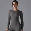 New Double-sided Brushed Solid Color Long Yoga Suit With Long Sleeves, High Elasticity And Breathability For Sports Running