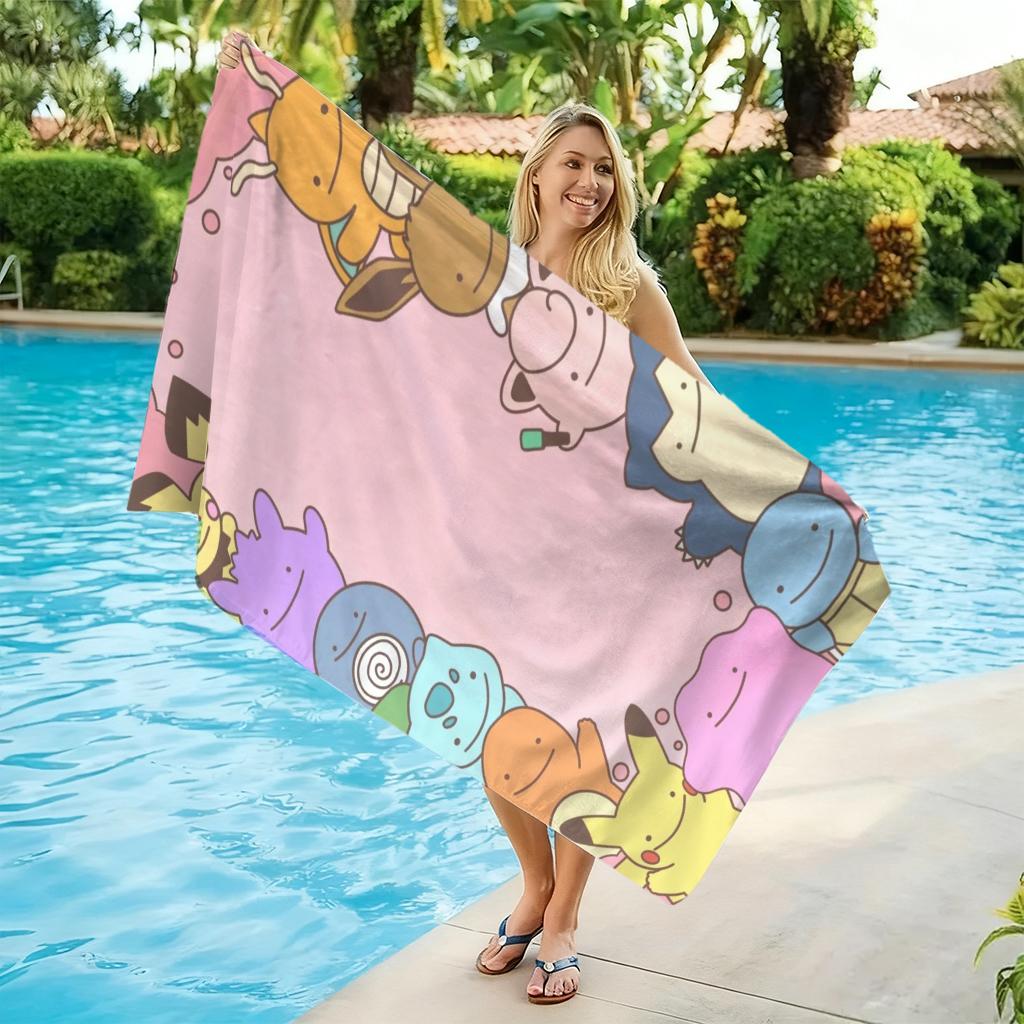 Cute Pokemon Beach Towel Quick-Drying Super Absorbent Bath Towel For Beach Pool Sport Yoga Gym Home Travel Towel Gift For Friend