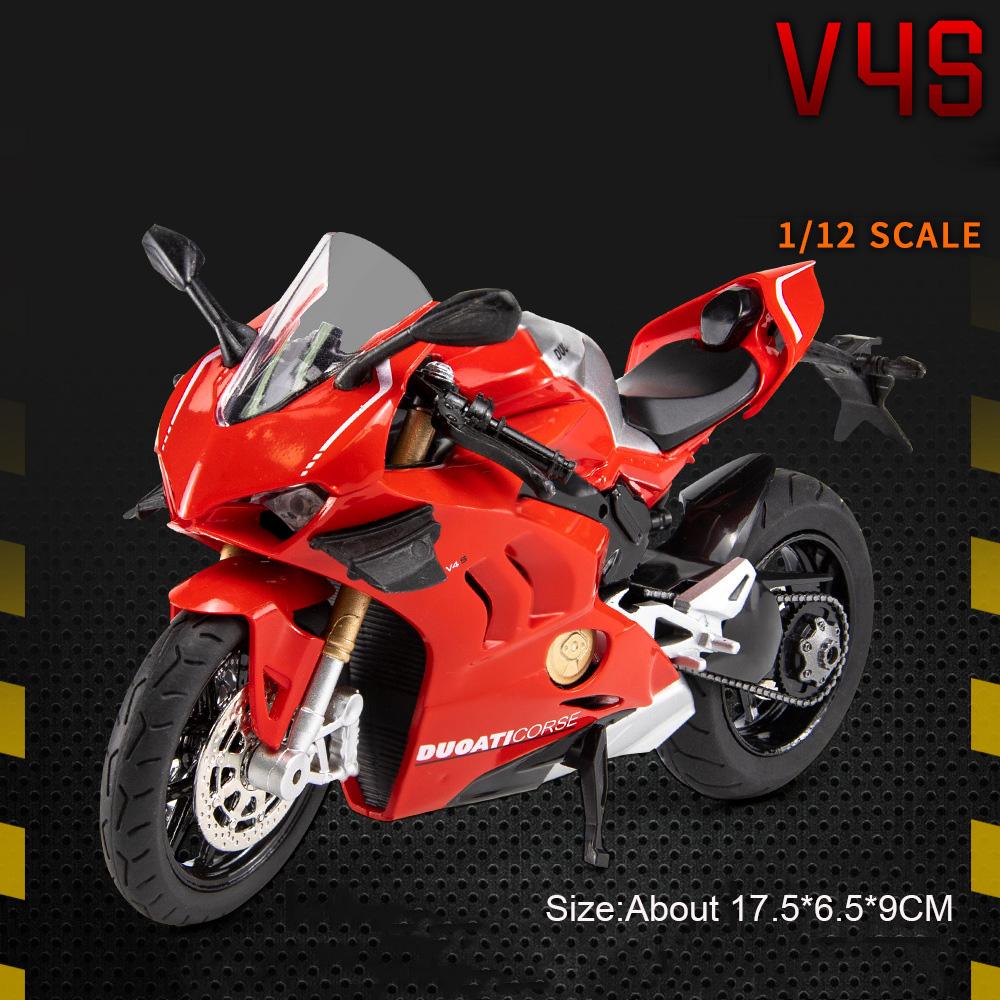 1:12 1199 V4S Racing Motorcycle Model Car Toy Alloy Body Shock Absorption Sound Light Motorbike Wheel Steering Models for Boys