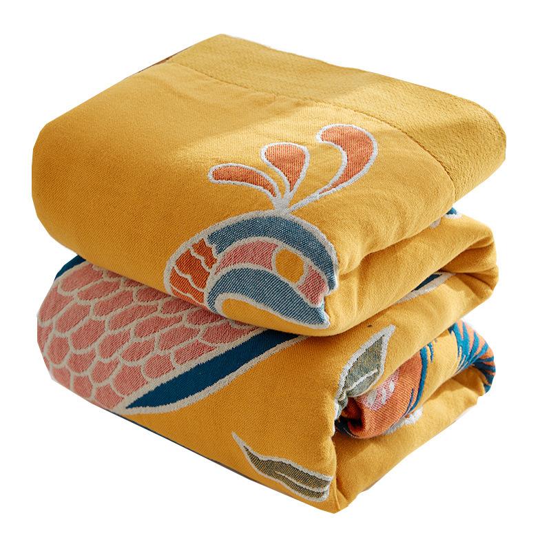 National Trend Four-layer Thickened Cotton Gauze Throw Blanket Towel Quilt Summer Air Conditioning Quilt Sofa Cover Blanket Single Double Bed Cover
