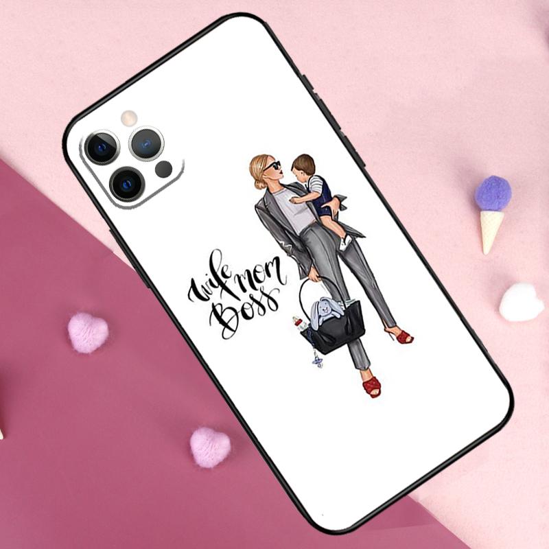 Baby Mother Brown Girl Family Phone Case For iPhone 17 Pro Max 11 14 15 16 Pro Max Plus 12 13 Mini 17 Air 16e Back Cover