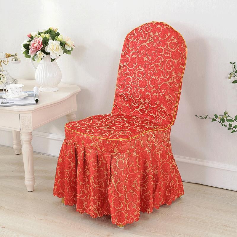 Printed Chair Cover Elastic Spandex Universal Wedding Chair Cover Hotel Catering Party Specific Skirt Style Cushion Anti Slip Protective Covers