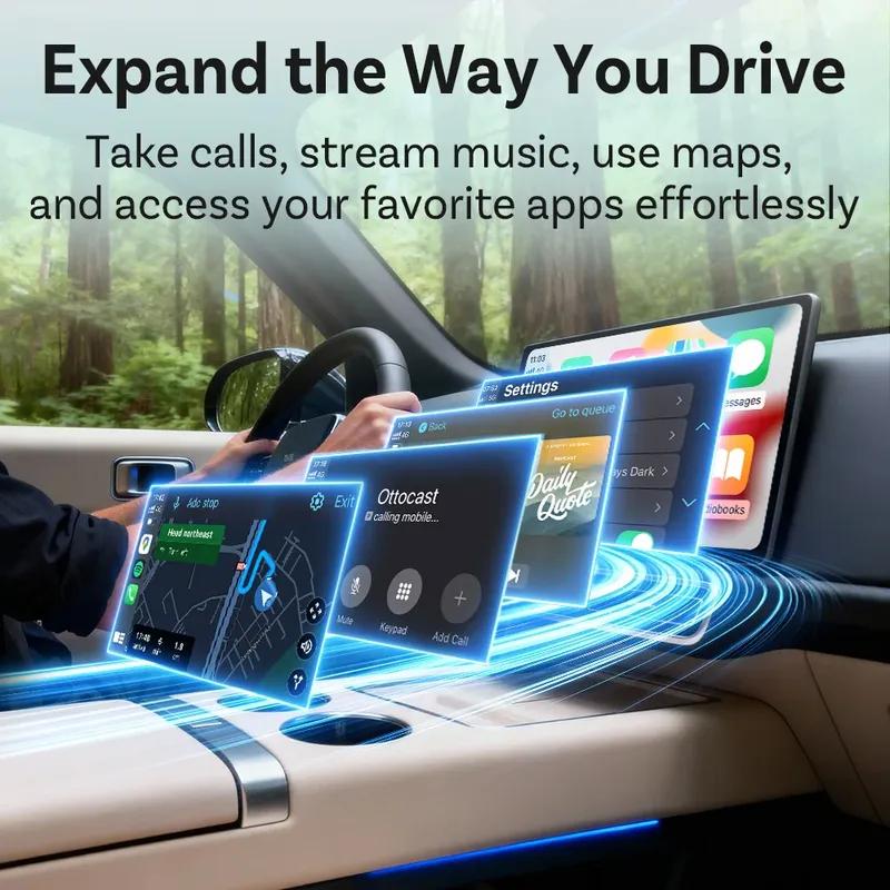 OTTOCAST Mini Dot Kabelloser CarPlay Android Auto Adapter 2 in 1 Dongle Wifi 5.2 Plug and Play Autozubehör für Totoya VW Benz