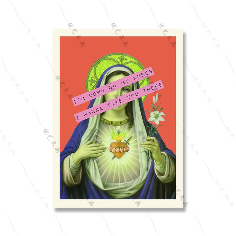 Feminist Lyrics Quote Queen Elizabeth Canvas Painting Retro Funny Virgin Mary Prayer Religious Print Poster Wall Art Room Decor