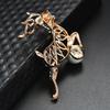 Women Girls Fashion Jewellery Refined Brooches Elk Modelling Rhinestone Trim Dress Hat Breastpin for Xmas Gift