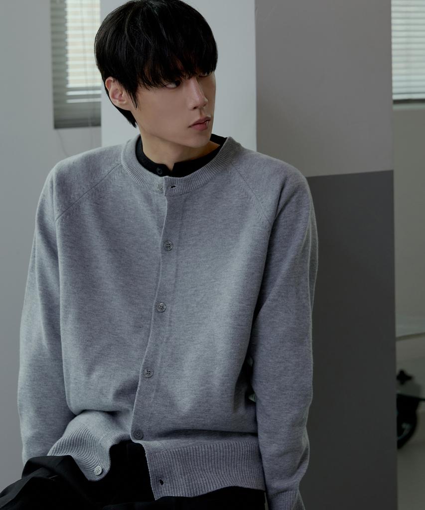 Nodu Raglan Herasi Round Crop Cardigan [Gray]