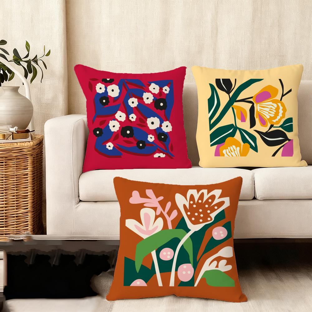 Classic Flower Cushion Cover Short Plush Double-Sided Print Square Throw Pillow Covers Sofa Home Cushion Decor
