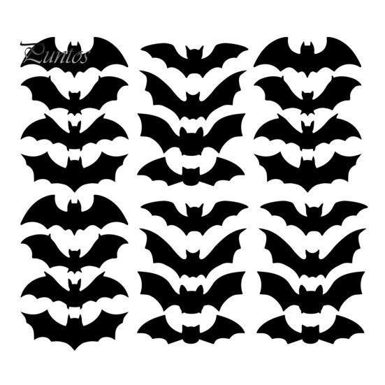 Hanging Bat Decorations LED Wall Sticker Lighted 3D Decorative Stickers Removable Realistic Flying Decor PVC Window Decals for Bedroom Door Halloween