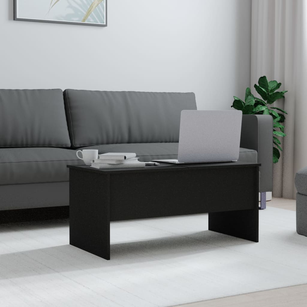  Coffee Table, Black 102x50.5x46.5 Cm, Wood-based Material