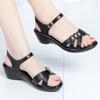 Fashion AIYUQI Women Sandals Summer 2024 Women Shoes Genuine Leather Wedge Casual Large Size Middle-aged Mother Sandals Women