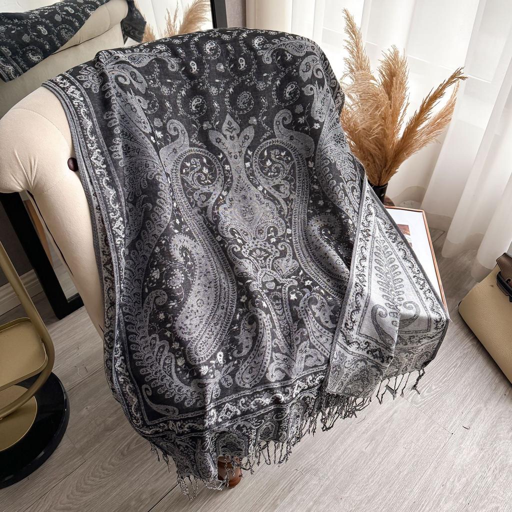 Scarf Women'S Shawl Ethnic Style Cashew Nut Colored Tassel Tourism Cloak Explosion