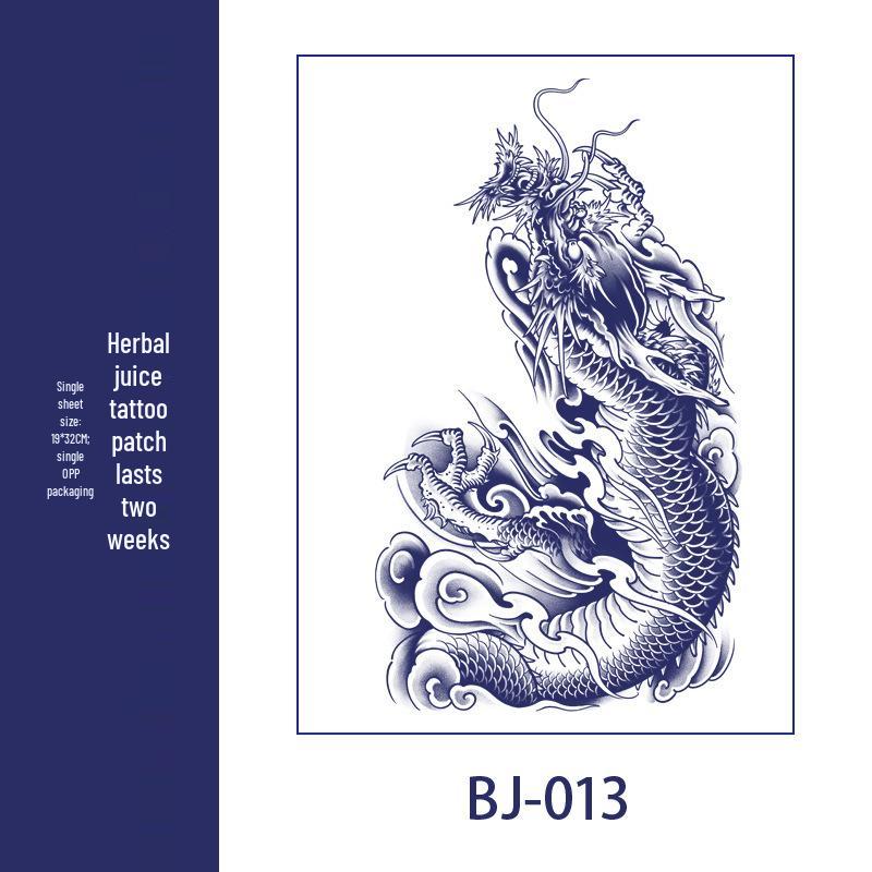 Men's Semi-Permanent Herbal Waterproof Tattoo Stickers - Long-Lasting, Non-Reflective Full Arm Cover