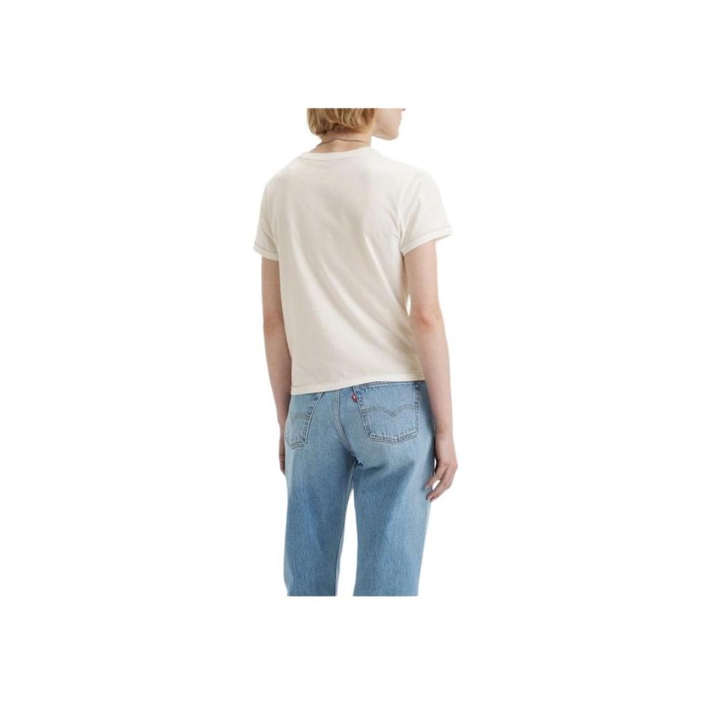 Levis Logo Printed Round Neck Pullover Casual Short Sleeve T-Shirt Women T-Shirt Off-White A2226-0080