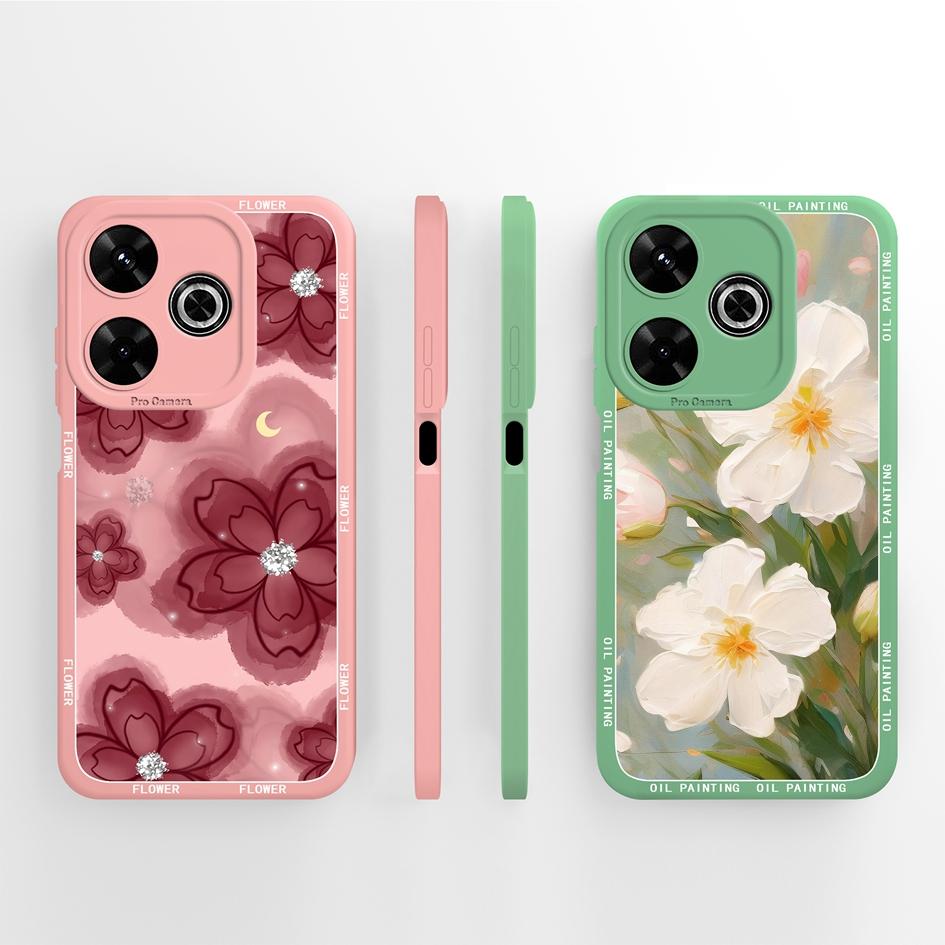 Pentru Redmi 12 13 14 13C 13R 14C 14R 4G 5G Huse Huse Flori cool Estetică Fluture Protecție pentru cameră Silicon lichid moale Potrivit pentru bara de protecție Redmi