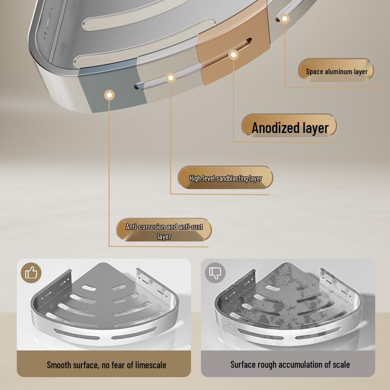 Punch-Free Wall-Mounted Bathroom Storage Shelf