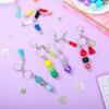 Set of 60 Customizable Keychain Set Motivational Keyring Accessories with Silver Blank Beads and Leather Tassels