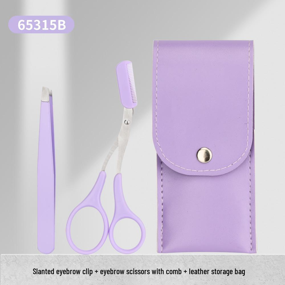 Meidao Stainless Steel Crescent Eyebrow Trimmer Set: Portable Oblique Clip and Scissors for Beginners