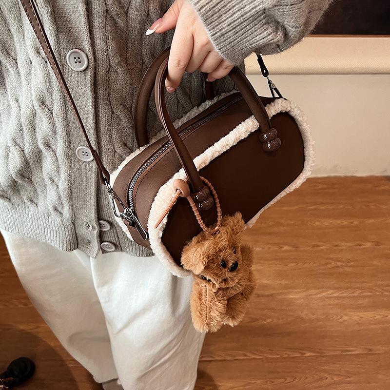 Vintage Plush Bag Bag Women'S Tide Deerskin Velvet Bowling Bag Crossbody Small Square Bag