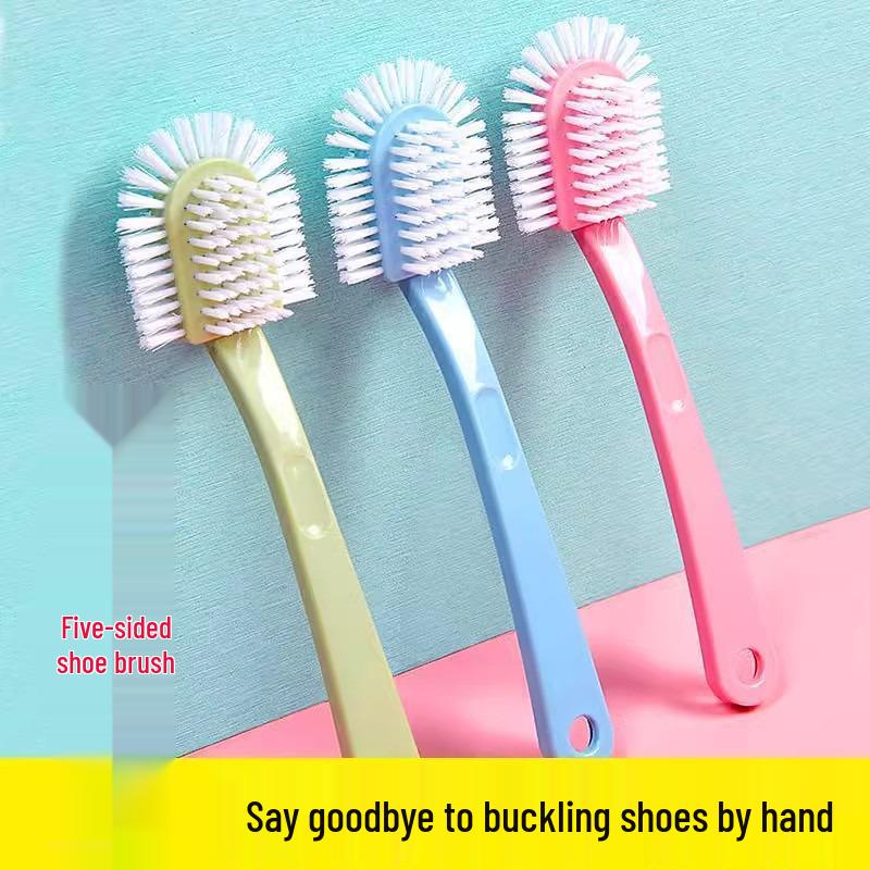 Five-Sided Stiff Bristle Shoe Brush: Gentle, Damage-Free Cleaning Tool for Shoes & Clothes.