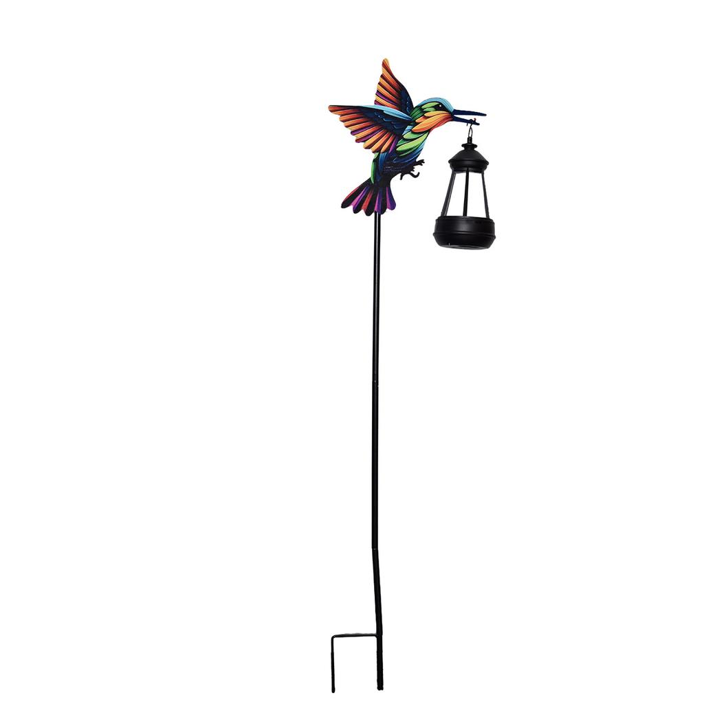 JYL TS/084,Iron Colorful Hummingbird Lantern Stake Light for Outdoor Solar Villa Garden Lawn Decor