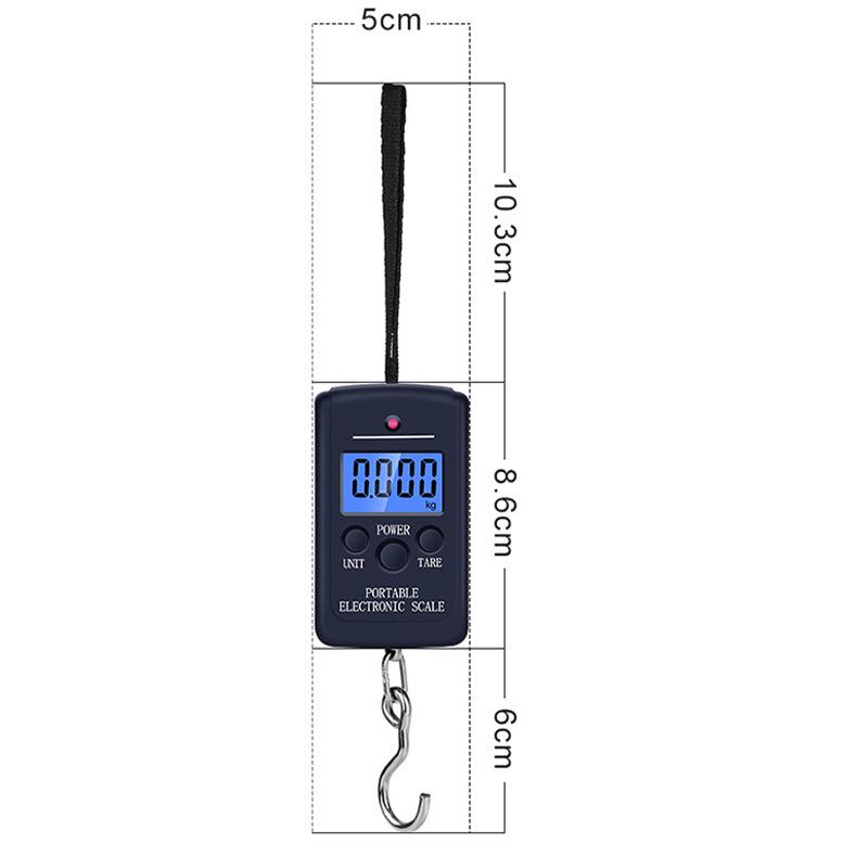 40KG Portable Handheld Electronic Luggage and Fishing Scale with Hook