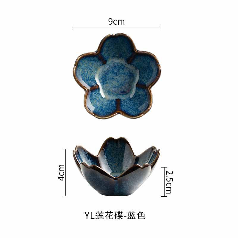 Retro Flavor Plate, Ceramic Dipping Sauce, Pentagonal Small Plate, Hot Pot Dipping Sauce Dish, Kiln Change Glaze, Vinegar Dish, Oil Dish, Jewelry Plat