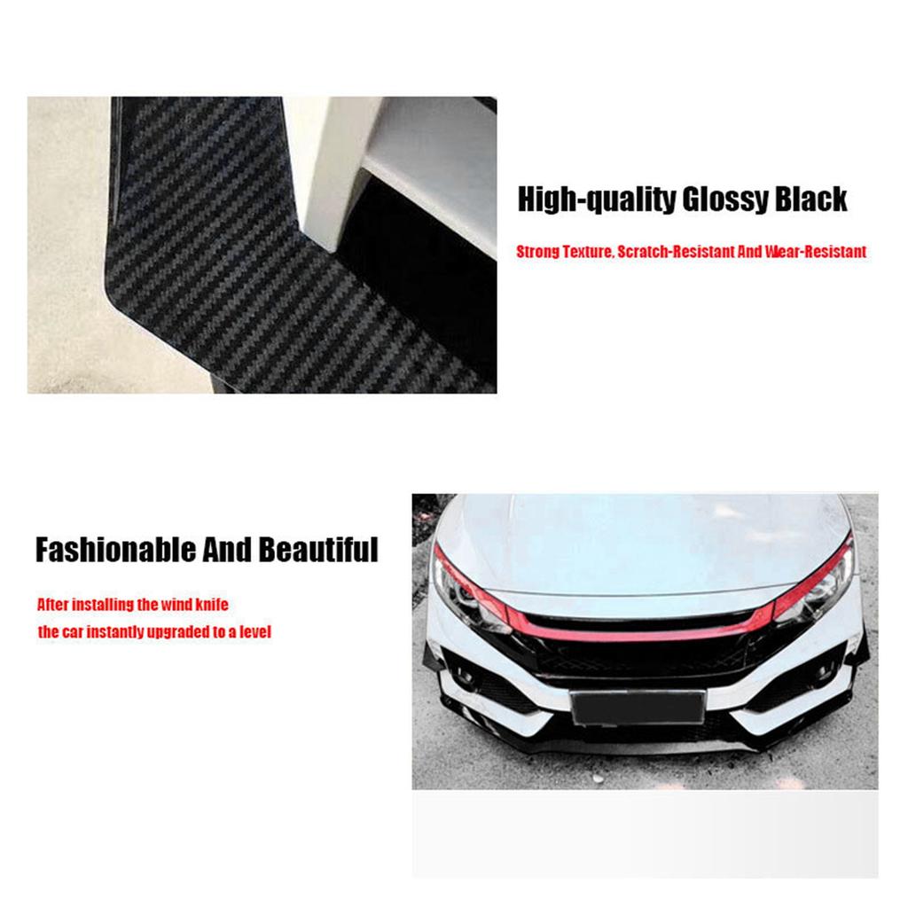 ABXV-4Pcs Car Front Bumper Lip Splitter Fin Long Air Knife Auto Body Kit Car Spoiler For Honda Civic 10TH Type-R 2019-2021