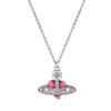 Collana Saturno Ottone Diamante Cuore Irregolare Donna Collana Argento Rosa Vintage 8053195230808