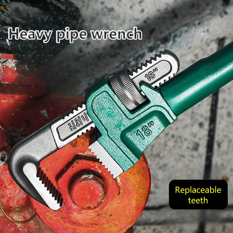 Heavy Duty Carbon Steel Straight Pipe Wrench 10", 12", 14", 18" Pipe Plier Universal Industrial Adjustable Plumbing Hand Wrench