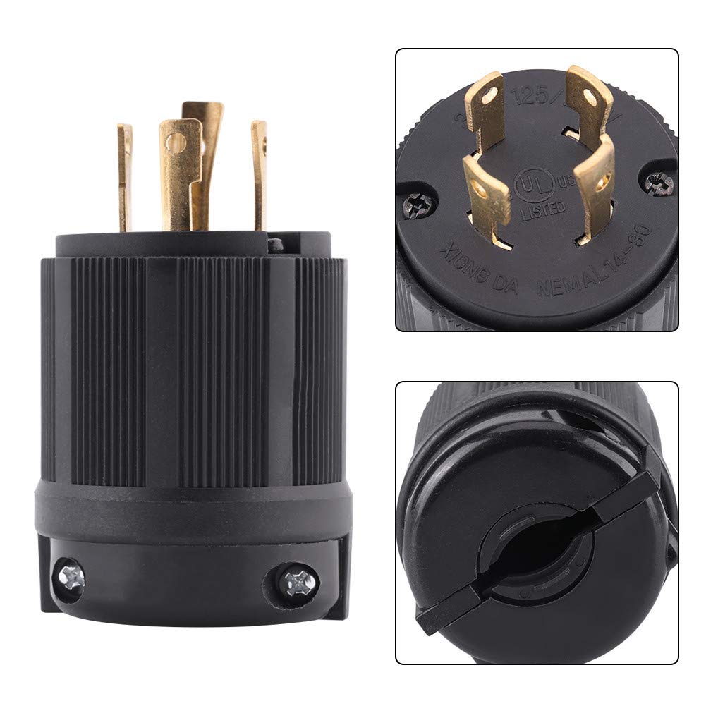 ochun NEMA L14-30P Plug, 30A 125V-250V Locking Plug for Generators with CUL, Quick Installation with 3-Pole 4-Wire Twist for Europe and America using