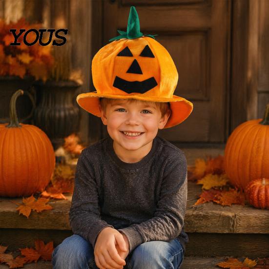 Comfortable Breathable Festival Hat Halloween Pumpkin for Kids Adults, Funny Plush Store Window Decor Witch Party Costume, Cosplay, Stage Performances