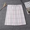 Japanese JK High-Waisted Plaid School Uniform Pleated Skirt by Yimengge