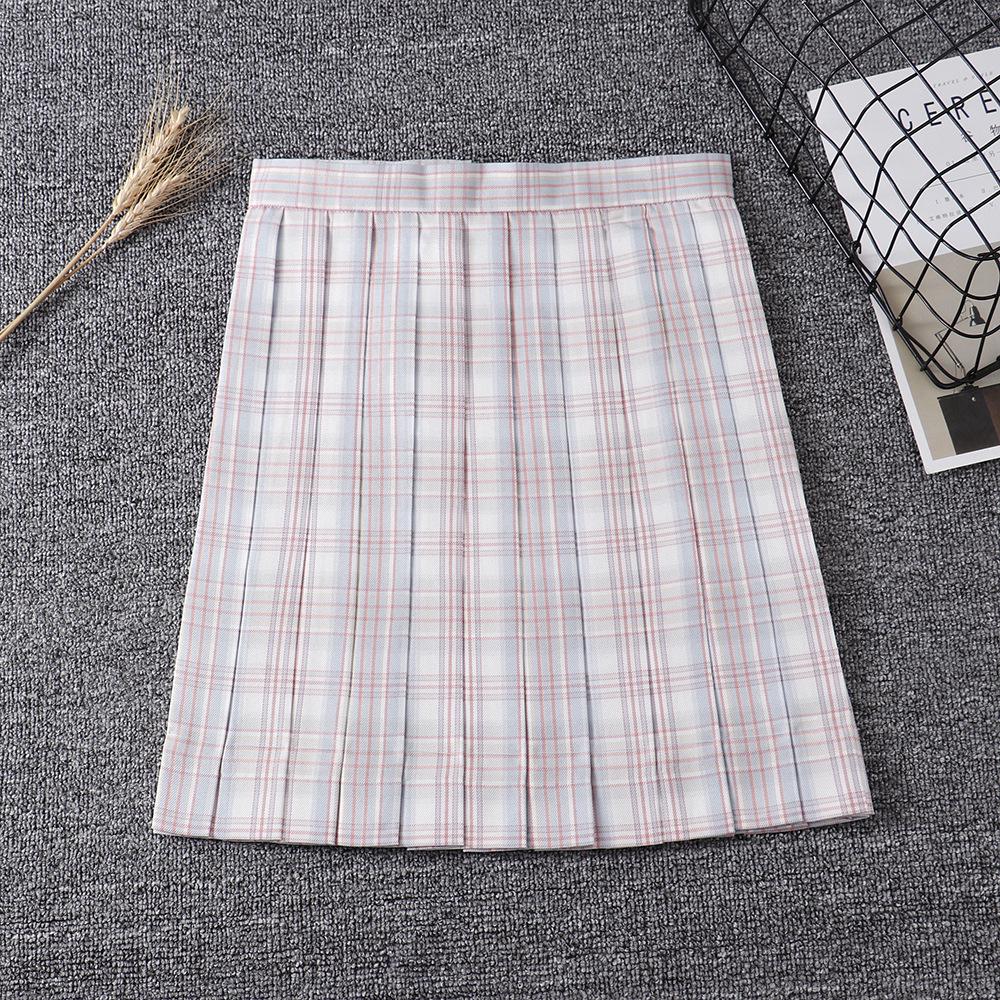 Japanese JK High-Waisted Plaid School Uniform Pleated Skirt by Yimengge