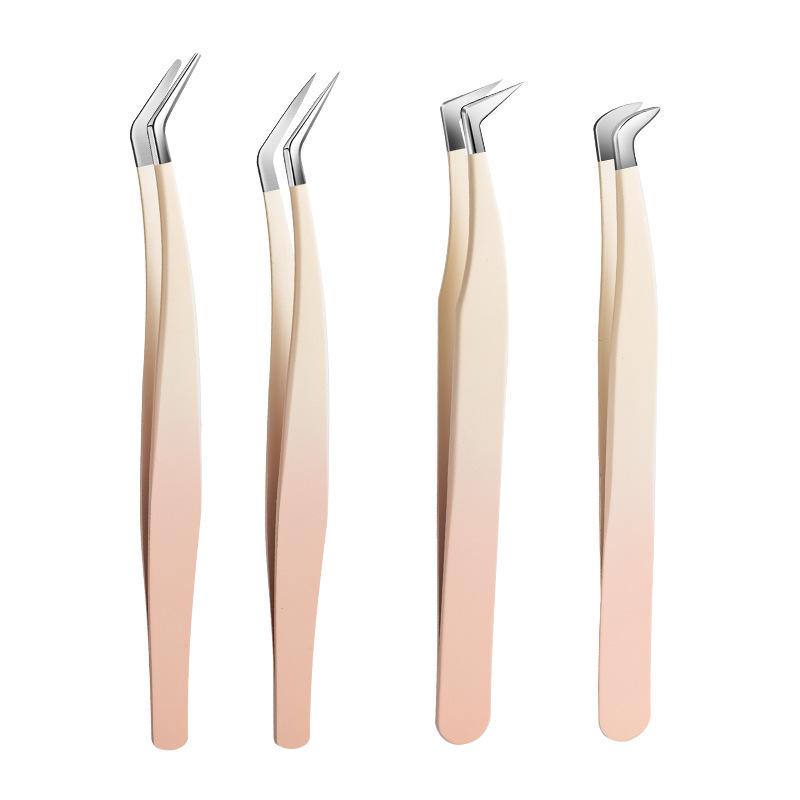 High-Precision Stainless Steel Eyelash Tweezers Set for Blooming and Grafting - Ideal for New Technicians