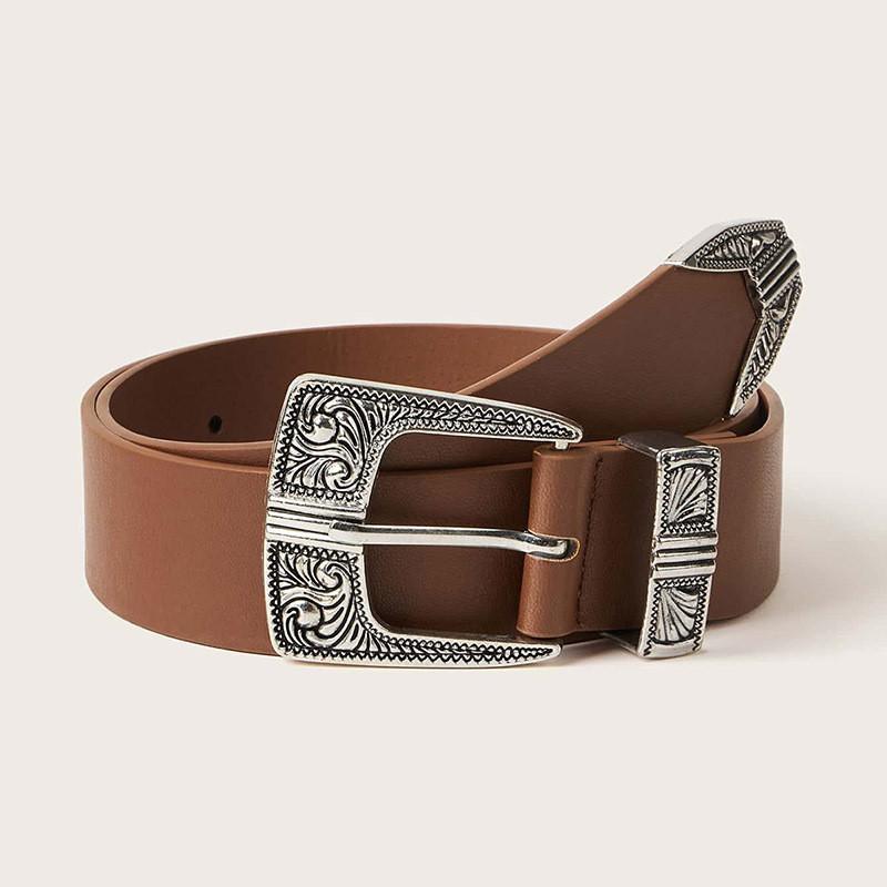 Bohemian Retro Womens Wide Leather Belt With Round Metal Closure For Festival Artwear And