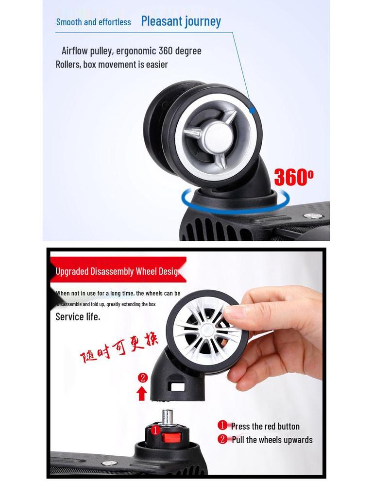 Large Capacity Rolling Suitcase with Universal Wheels, Combination Lock, Leather & Oxford Cloth Travel Bag for Men & Women