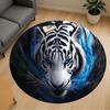 1PC White Tiger Blue Eyes Round Chair Mat Area Rug - Non-Slip, Floor Mat for Office, Bedroom, Home Decor Christmas Gift C0528138
