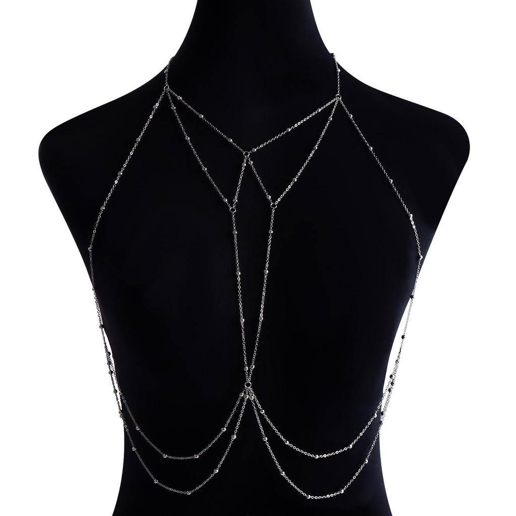 Sexy Beach Body Jewelry: Exaggerated Tassel Necklace with Flash Diamond Pendant for a European and American Casual Look
