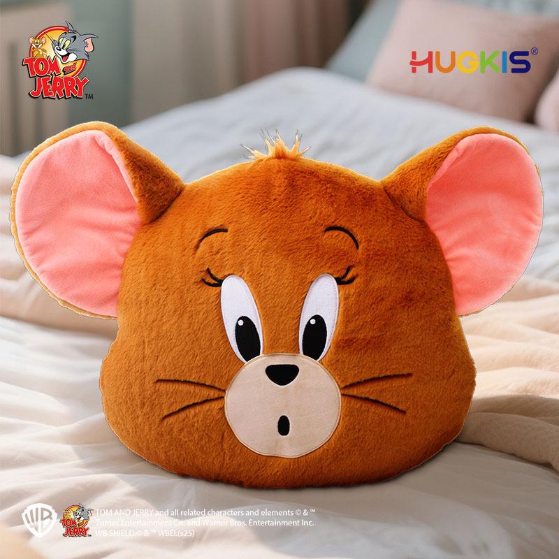Genuine Tom and Jerry Plush Pillow: Cute Tom Cat Head & Jerry Mouse Backrest Doll