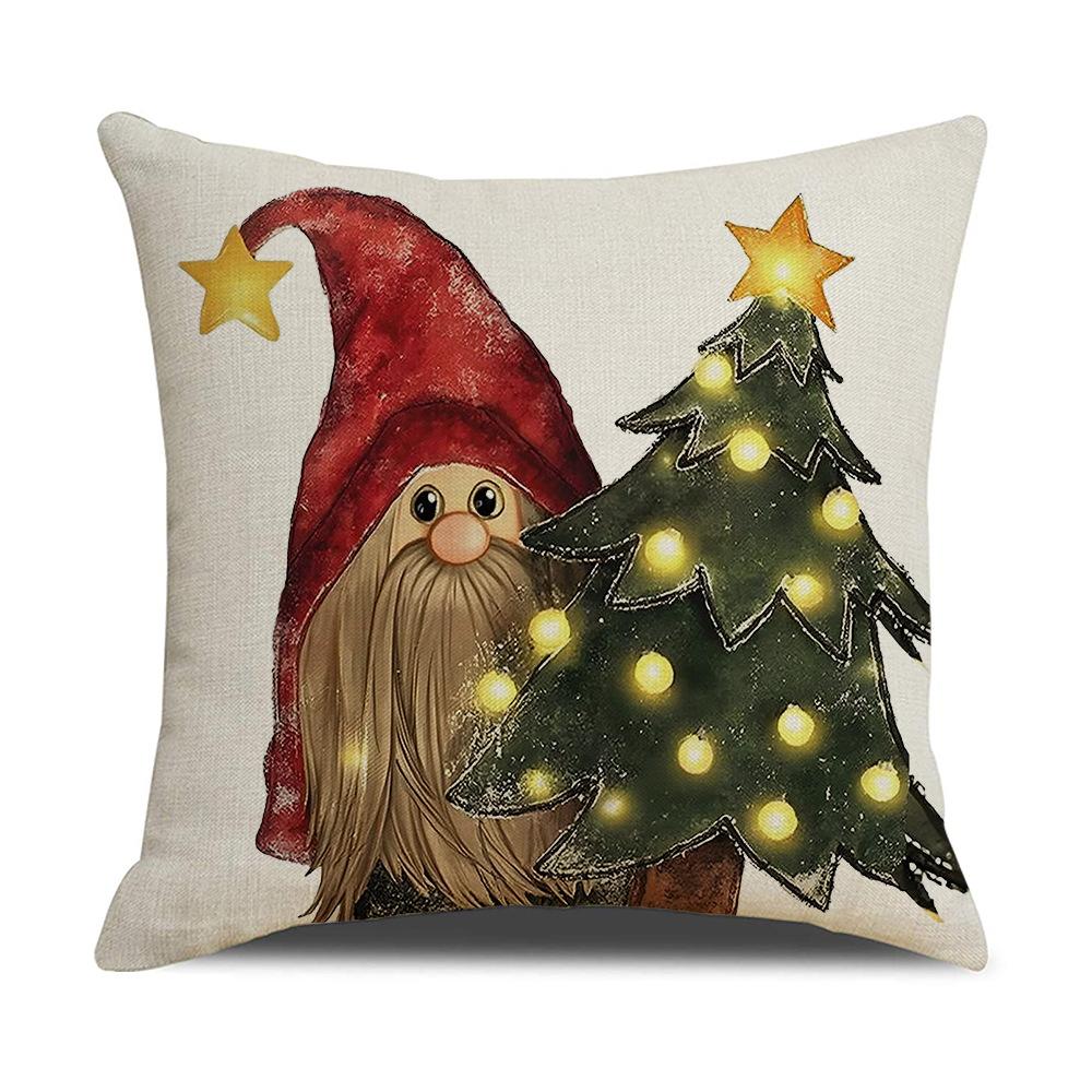 Christmas Printed Pillowcase Polyester Home Sofa Decoration Pillow Festive Atmosphere Cushion