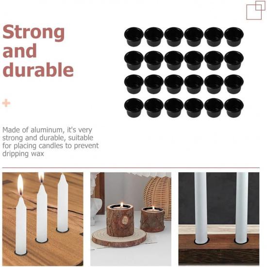

36pcs Aluminum Candle Cup Mini Containers Taper Candle Holders Bulk Candle Thin Candlesticks Tapered Aluminum Black Candle Stick Candle Holder Empty