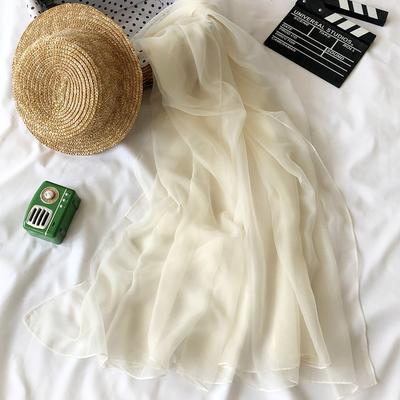 Summer Women's Scarf Sunscreen Beach Scarf Solid Color Long Scarf New Extended Imitation Silk Scarf Thin Style