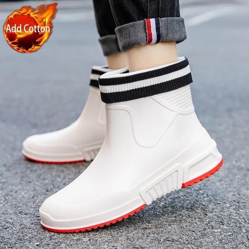 Lightweight Non Slip Male Shoes Booties Thick Platform On Offer Water Adult Designer Low-heel Fashion Wide Toes Men's Rain Boots