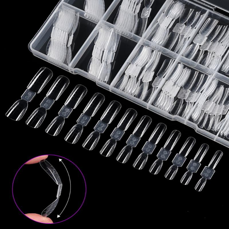 240 Pcs Double-Side Dual Forms Set For Nail Gel Almond Coffin Acrylic Nail Forms Nail Extension Mold Kit For DIY Manicure