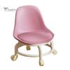 Low Rolling Stool with Backrest 360 Degrees Swivel Wheels Faux Leather Cushion Roller Seat Heavy Duty Rotating Mini Chair Seating Stool