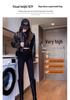 Women's High-Waisted Fleece-Lined Skinny Pants - Black, Non-Pilling, Slimming, Elastic Outerwear, Spring/Autumn Style.