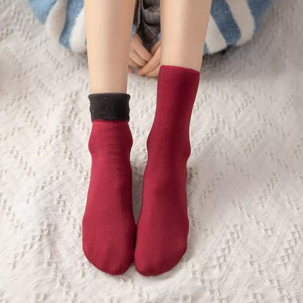 12Pairs Simple Thicken Warm Socks Thicker Winter Socks Women Basic Thermal Mid Length Socks  Hosiery