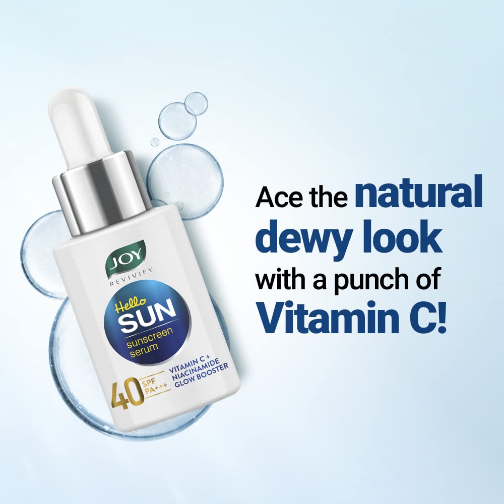 JOY Glow Boosting Sunscreen Serum 30ml With Vitamin C Niacinamide SPF 40 Lightweight Broad Spectrum