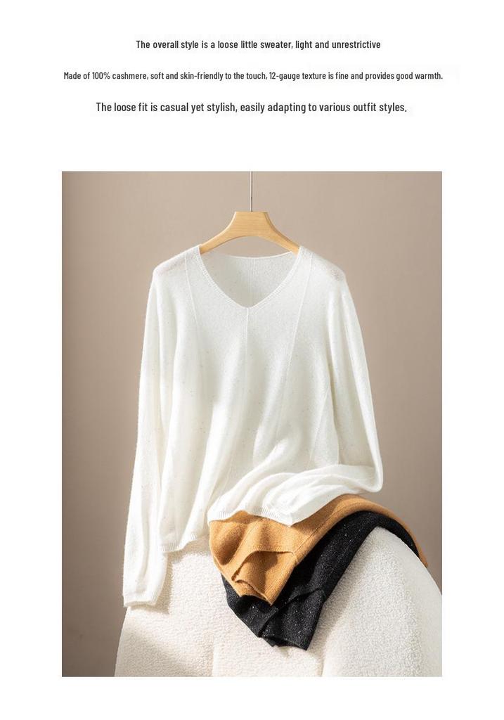 Early Autumn 100% Pure Cashmere Women's Loose Fit Seamless Knitwear
