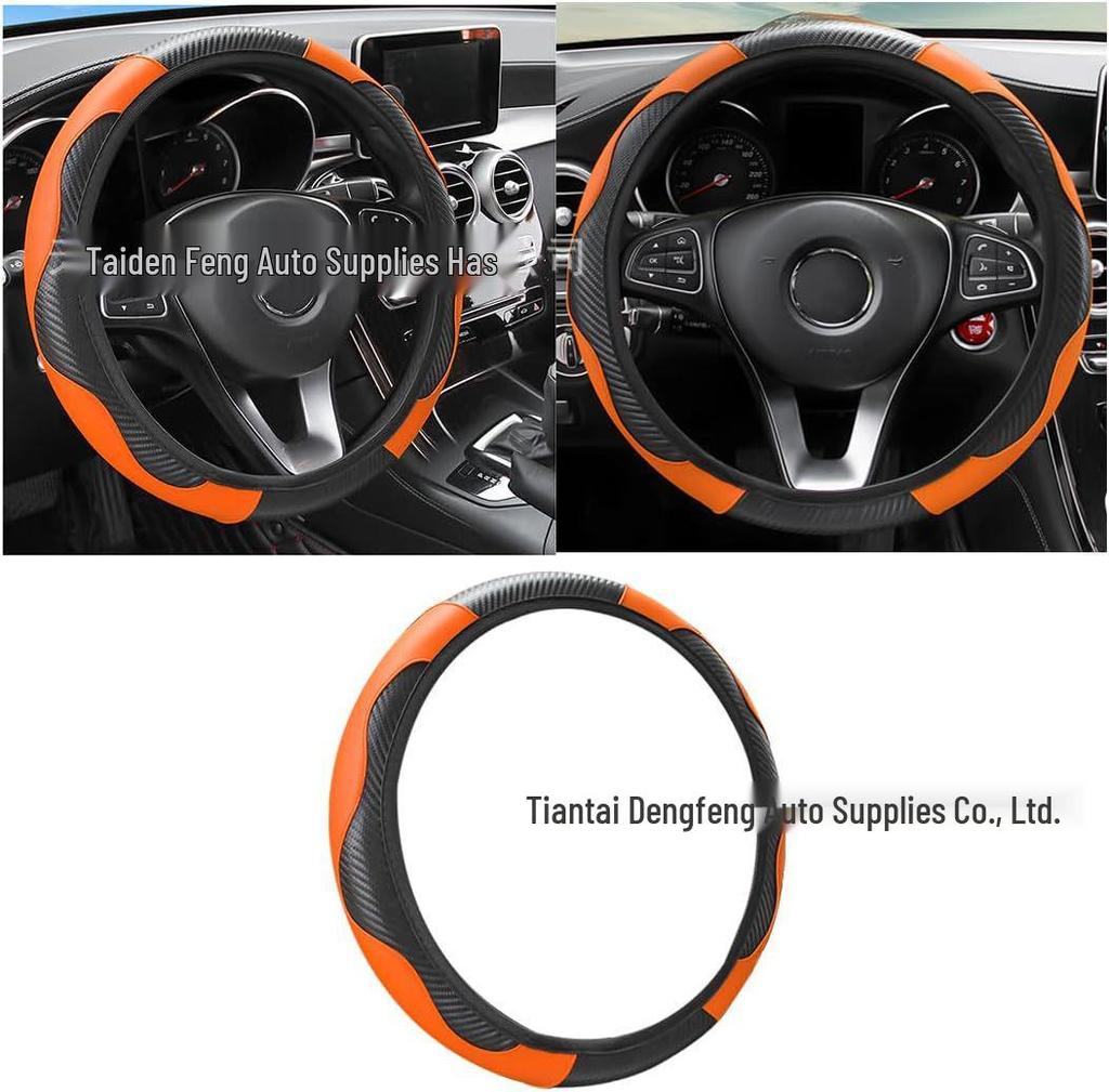 Universal Four-Season Faux Carbon Fiber Steering Wheel Cover for SUVs and Sedans